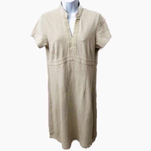 The Earth Collection, V-Neck Cotton Knee Length Dress - Picture 1 of 8